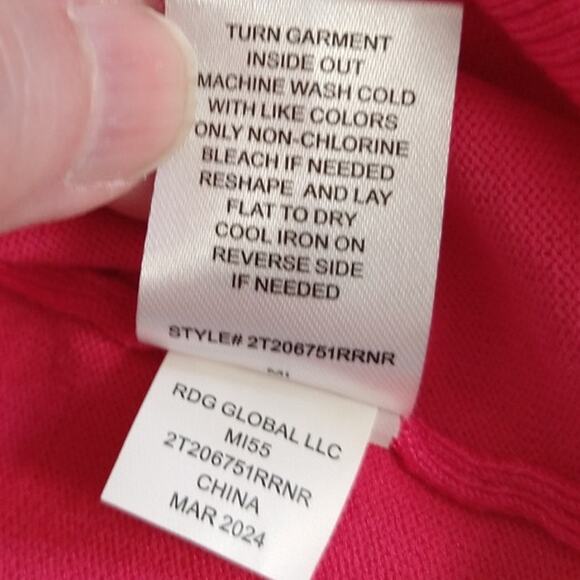 Rachel Roy V-Neck Puff Short Sleeve Knit Sweater Top Pink Size M - Picture 4 of 9